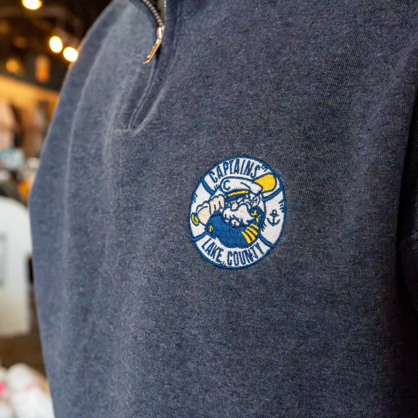 Grey Quarter Zip - Primary Logo