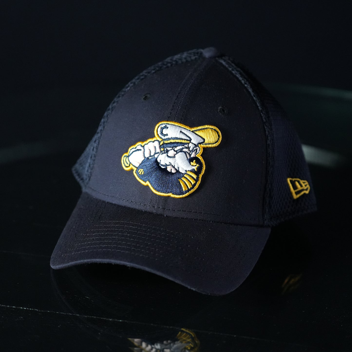 New ERA 3930 Lake County Captains Home Logo Navy Mesh Flex Hat