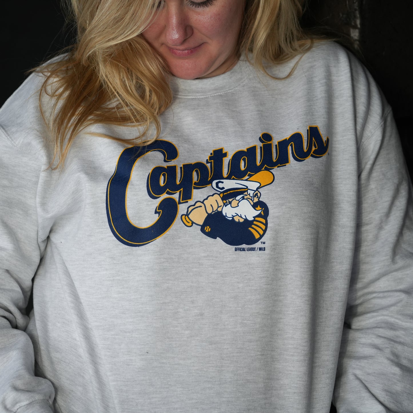 Official League x Lake County Captains Script Home Logo Ash Crew