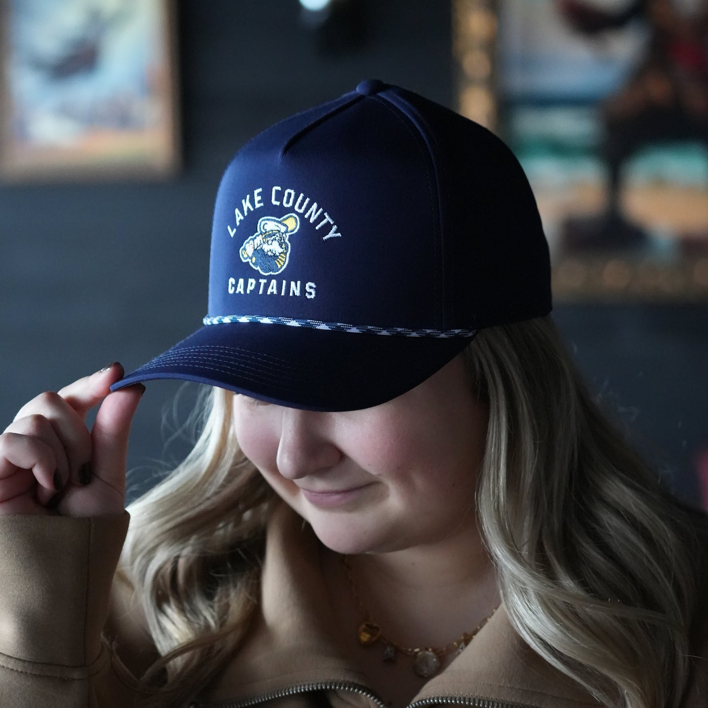 Lake County Captains Navy Caddy Snapback Hat