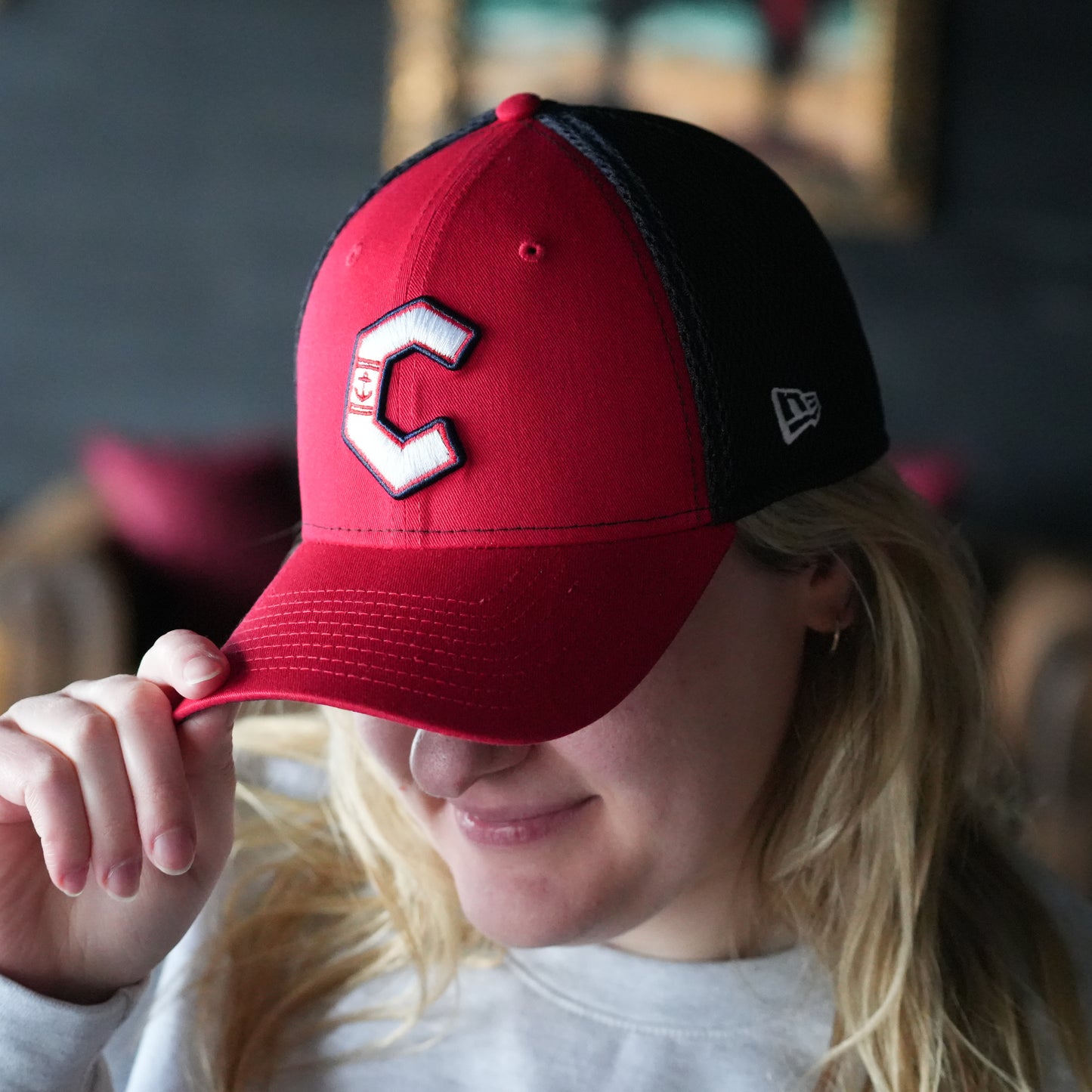 New ERA 3930 Lake County Captains Red C Logo Navy Mesh Flex Hat