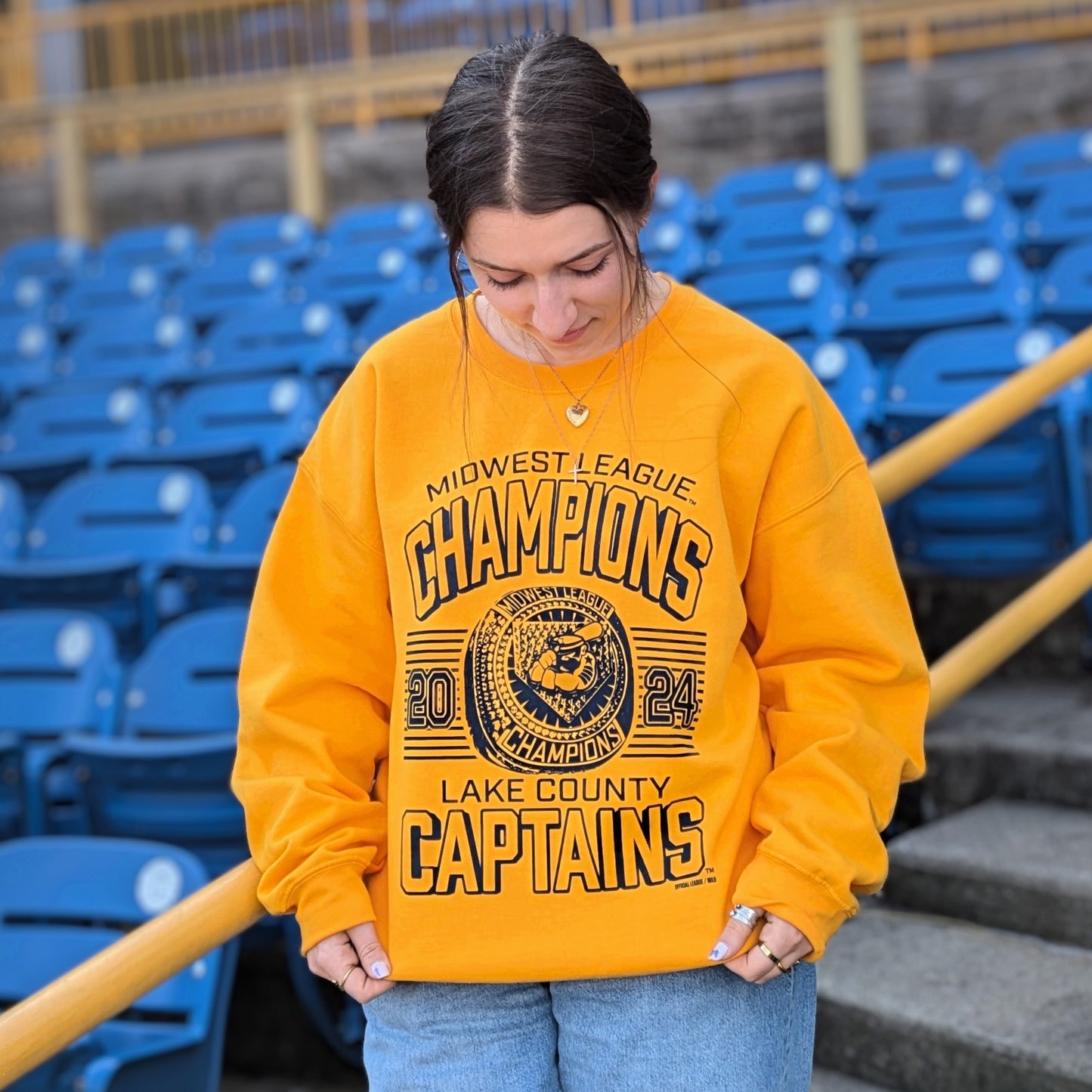 Official League x Lake County Captains 2024 Midwest League Champions Ring Crewneck