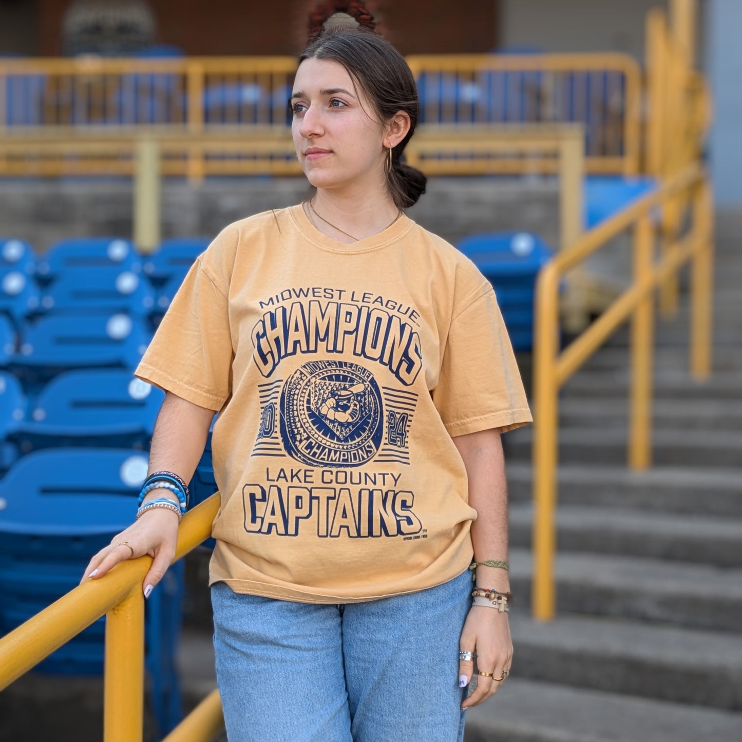 Official League x Lake County Captains 2024 Midwest League Champions Ring T-Shirt