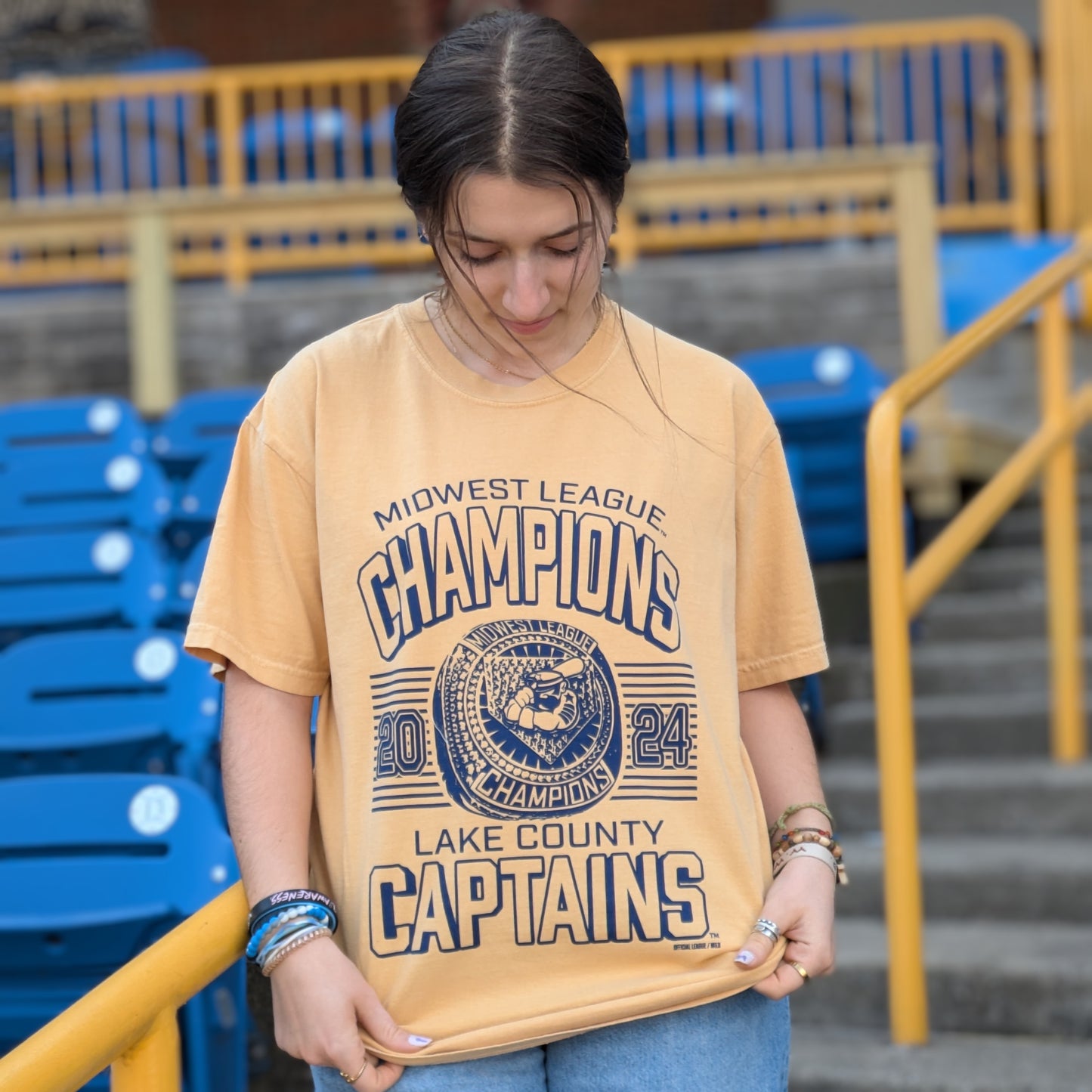 Official League x Lake County Captains 2024 Midwest League Champions Ring T-Shirt