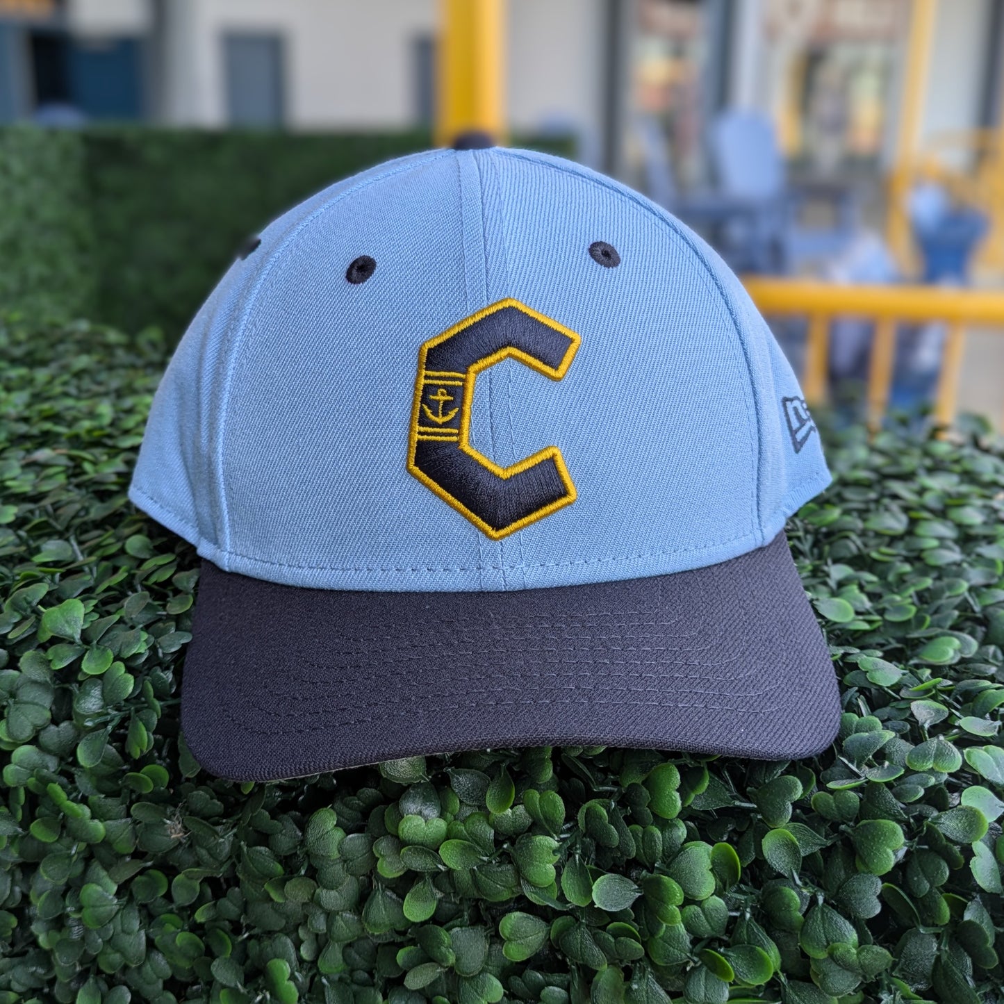 New Era 940 MC Lake County Captains Light Blue C Logo Navy Brim Snapback Hat