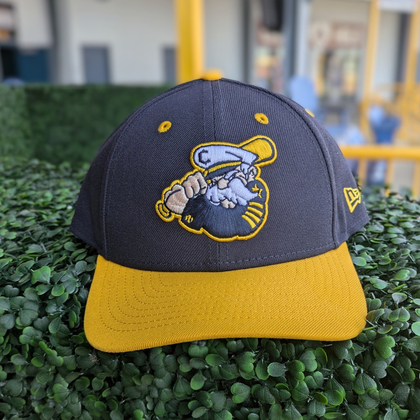 New Era 940 MC Lake County Captains Navy Home Logo Yellow Brim Snapback Hat