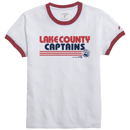 Lake County Captains Heather Varsity White Ringer T-Shirt