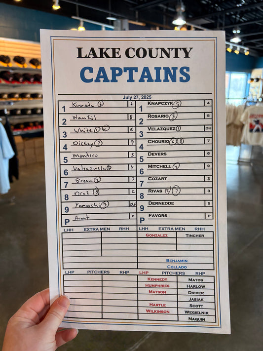 Official 2025 Game Used Lineup Card