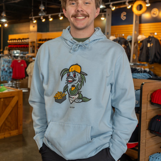 Official League x Lake County Fish Fry's Light Blue Hoodie