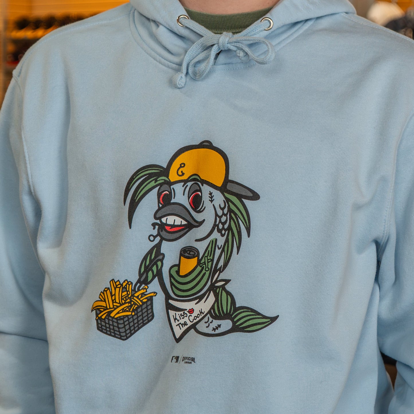 Official League x Lake County Fish Fry's Light Blue Hoodie