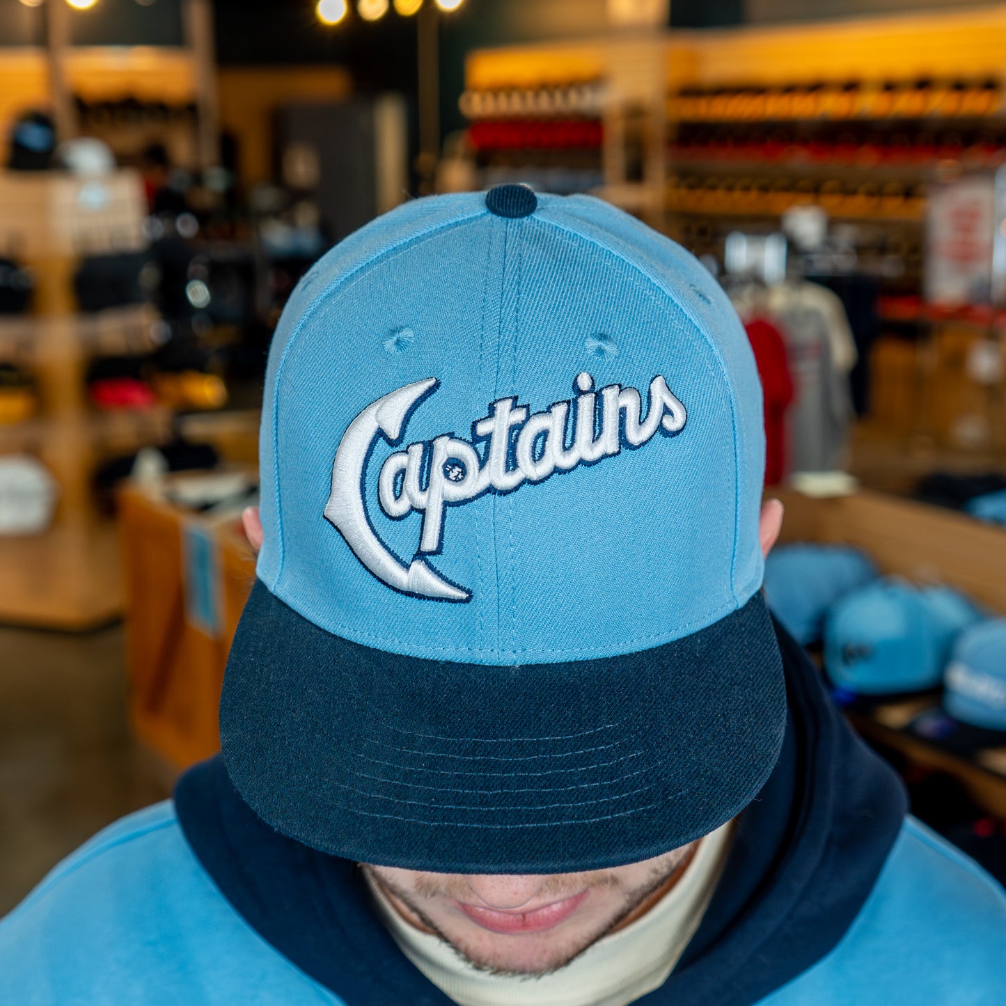 Official League x Lake County Captains - Full Script Logo, Light Blue - The Classy