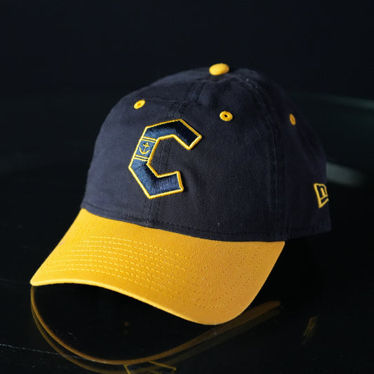 New Era 920 Lake County Captains Navy C Logo Yellow Brim Adjustable Hat