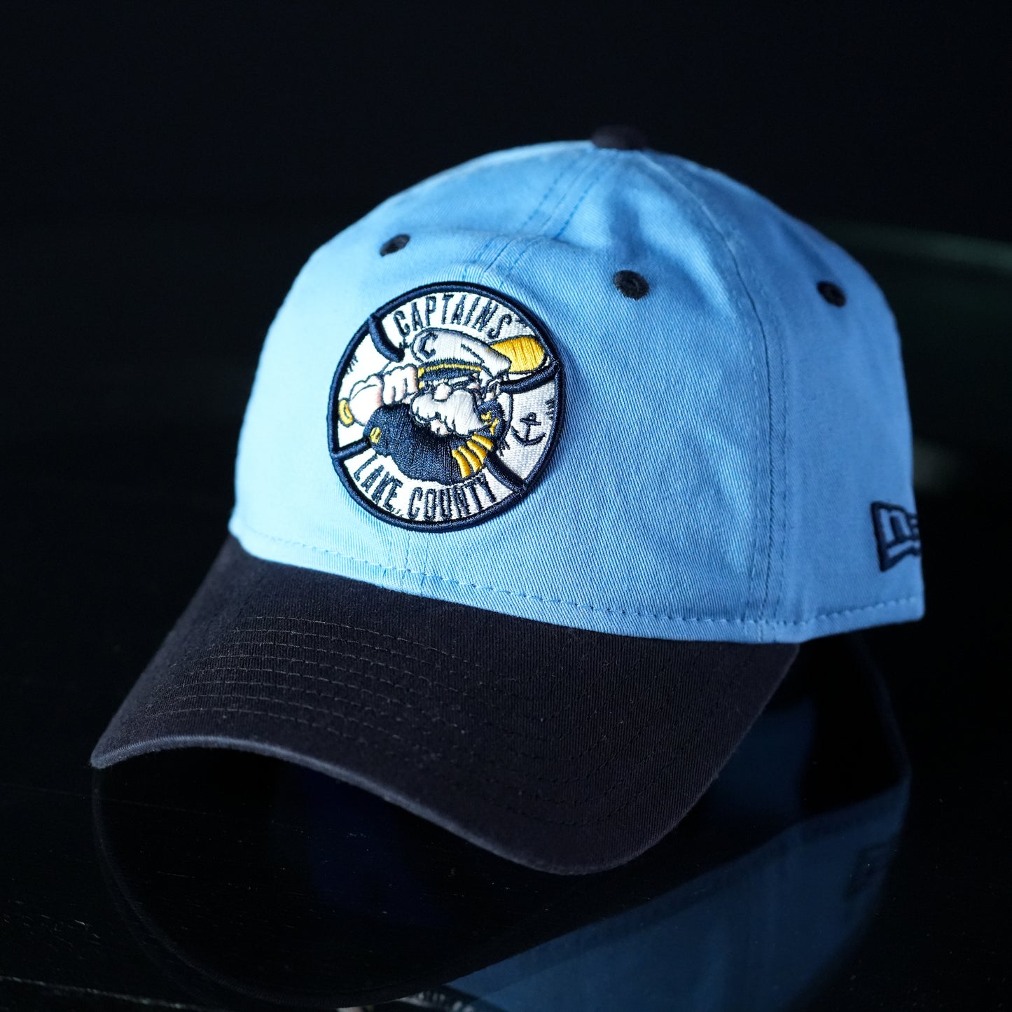 New Era 920 Lake County Captains Sky Blue Primary Logo Navy Brim Adjustable Hat