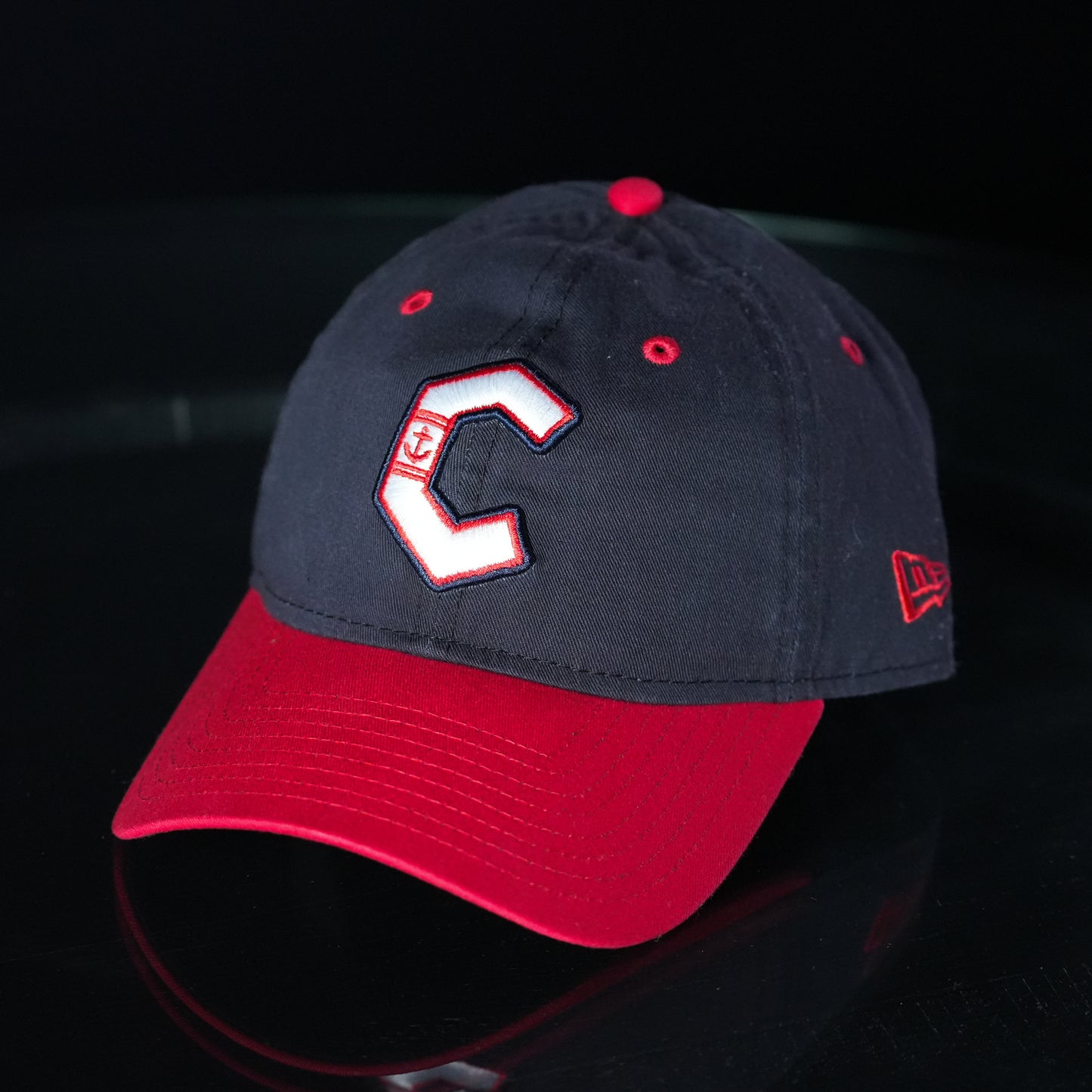 New Era 920 Lake County Captains Navy C Logo Scarlet Brim Adjustable Hat