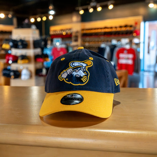 Youth 920 New Era Lake County Captains Navy Home Logo Yellow Brim Adjustable Hat