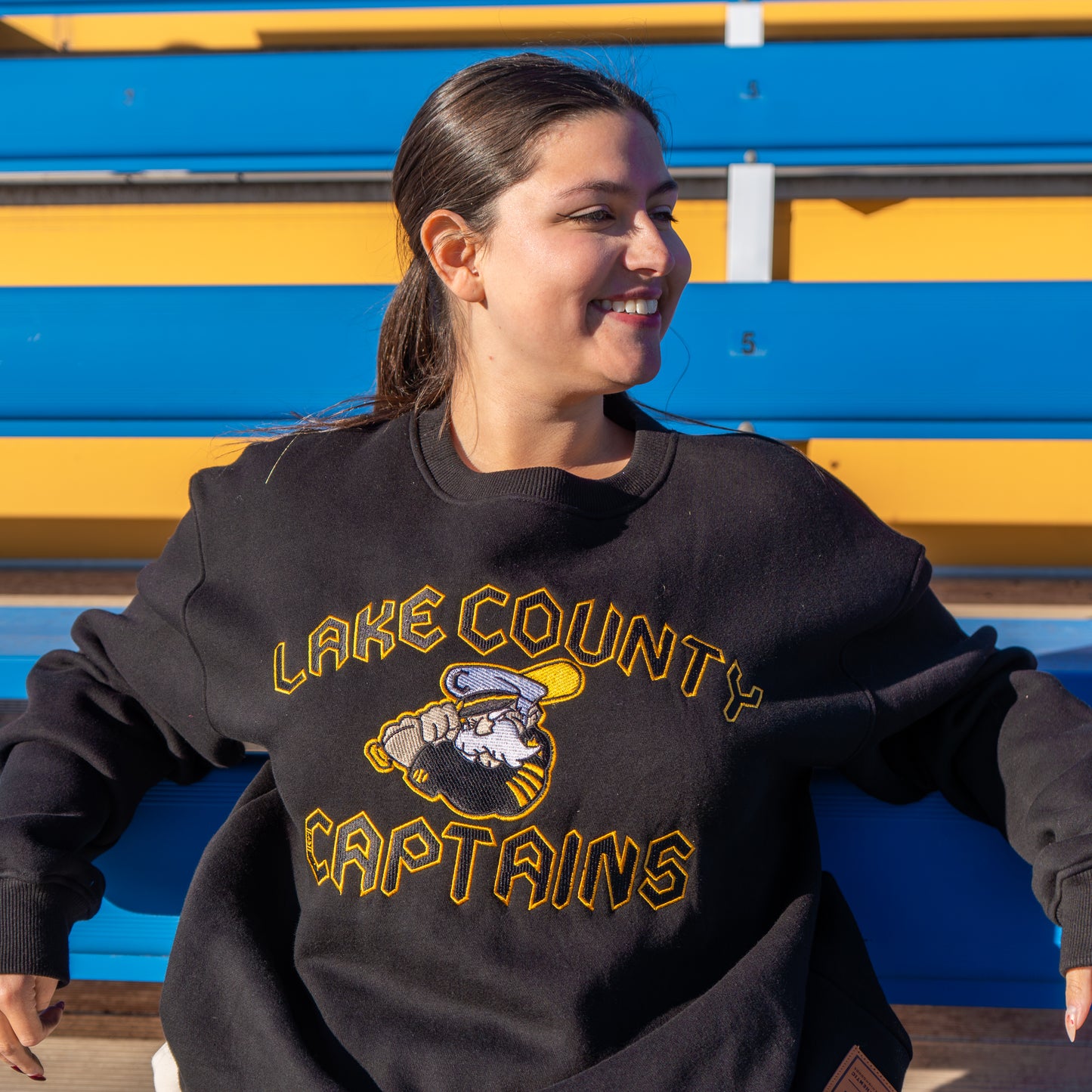 Official League x Lake County Captains Embroidered Black Crewneck
