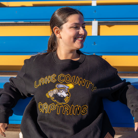 Official League x Lake County Captains Embroidered Black Crewneck